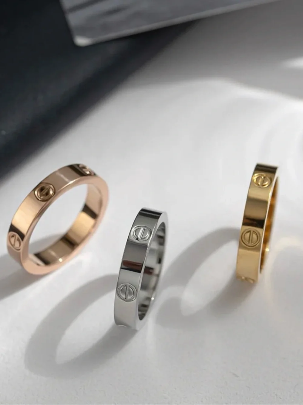Generic Rose Gold Screw Stainless Steel Ring